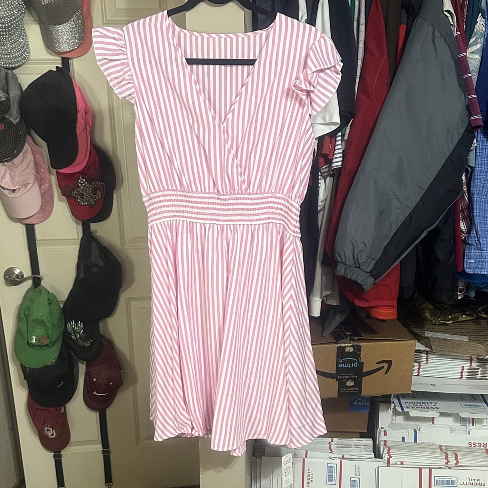 Cupshe Pink and White Striped Mini Dress
